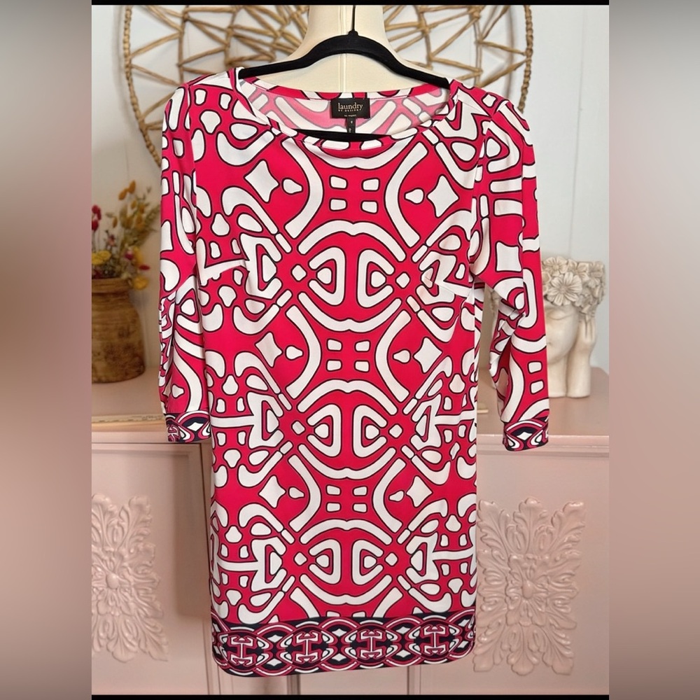Laundry by Design size 0 Geometric Pink and White Dress